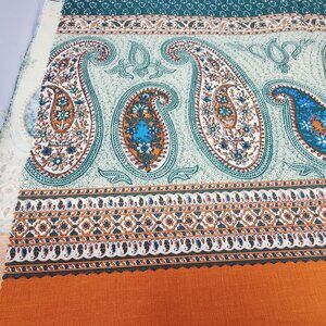 Upholstery Fabric by Concord Border Paisley Green Orange 54" x 42"